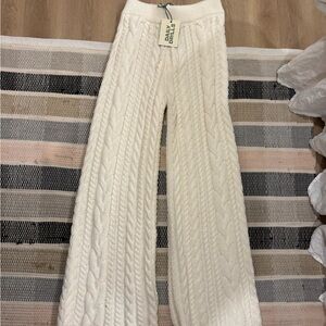 Daily Drills Cream Cable Knit Straight Leg Pants